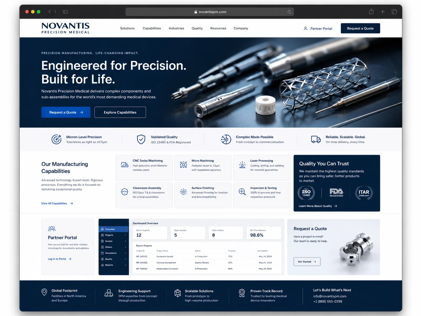 Novantis Precision — CNC / Contract Manufacturing concept website preview