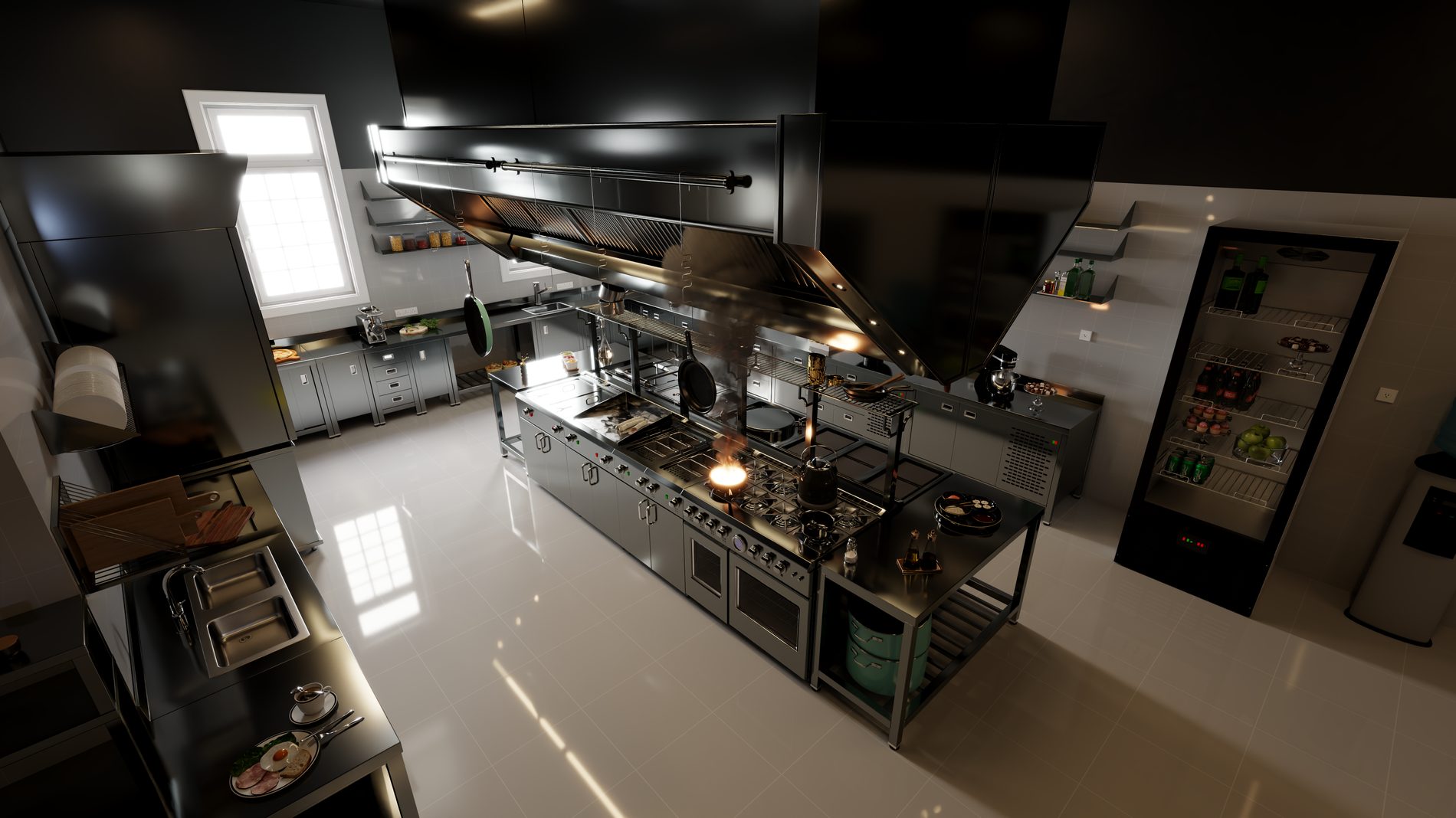 Hotel kitchen render 04