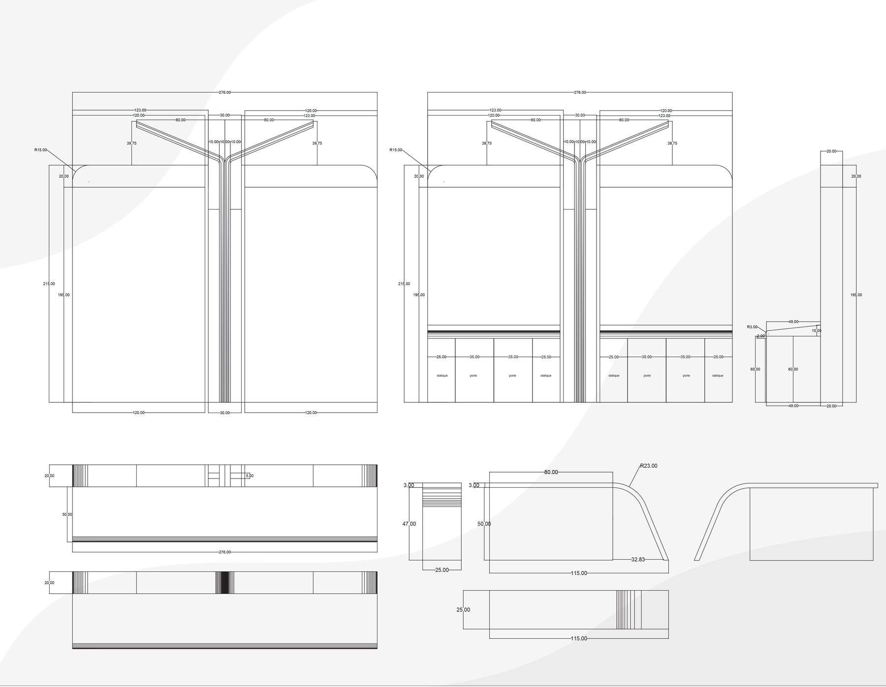 Display unit dimensions